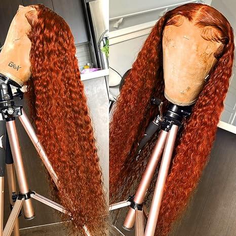 Wesface Wigs Ginger Orange 4X4 Lace Closure Wigs Human Hair Jerry Curly Wigs for Black Women