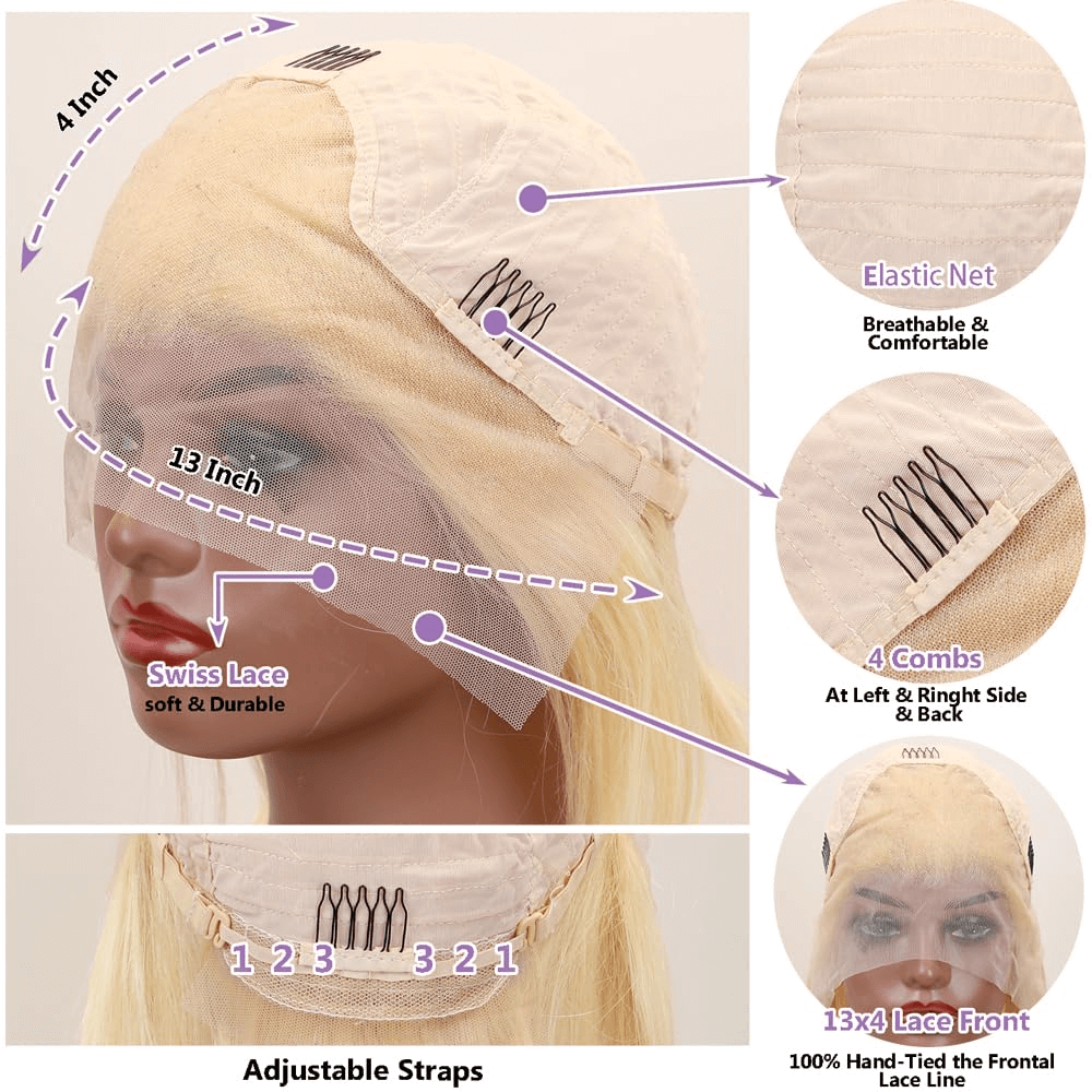Wesface Wigs 613 Bob Blonde Lace Front Wigs Human Hair 13x4 Transparent Lace 613 Bob Frontal Wig Human Hair Pre Plucked With Baby Hair