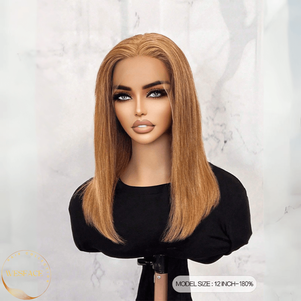 Wesface Honey Blonde Bob Wig Cabelo Humano 13x4 Lace Front Bob Perucas para Mulheres Pré-Plucked Cabelo Humano Liso Curto Bob Perucas