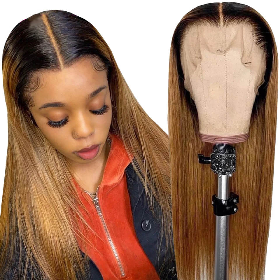 Wesface Ombre Blonde 1b27 Straight Lace Front Human Hair Wigs With Baby Hair 13x4 Lace Front Human Hair lace Wigs For Women Colored Remy Hair