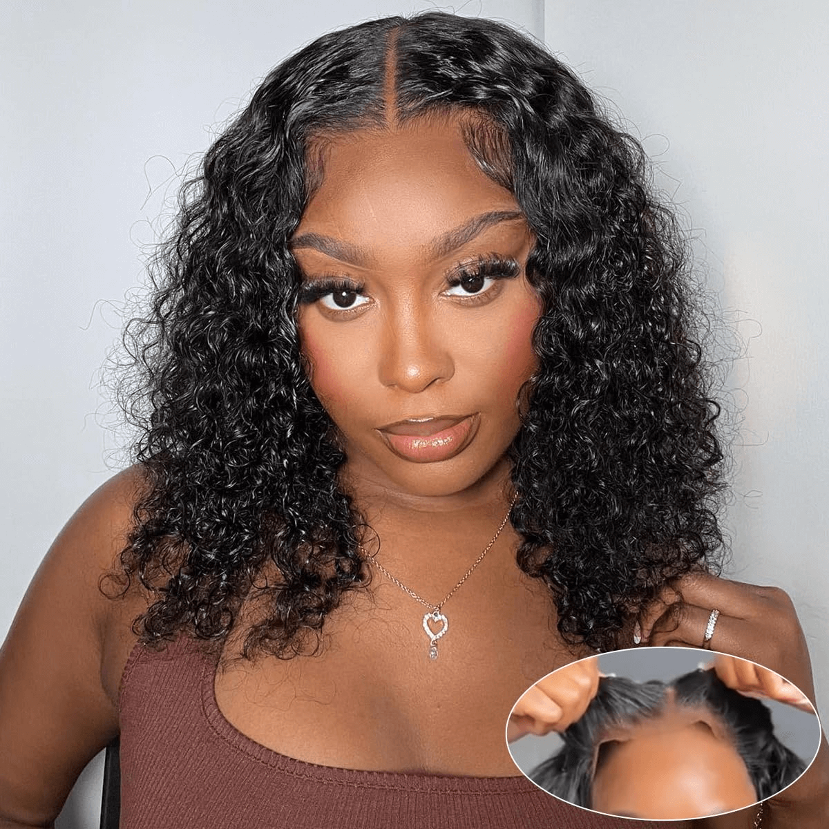 Wesface Wigs Wear and Go Glueless Bob Curly Wigs Human Hair 4x4 Pre-Cut Lace Pre Plucked Glueless Human Hair Wigs
