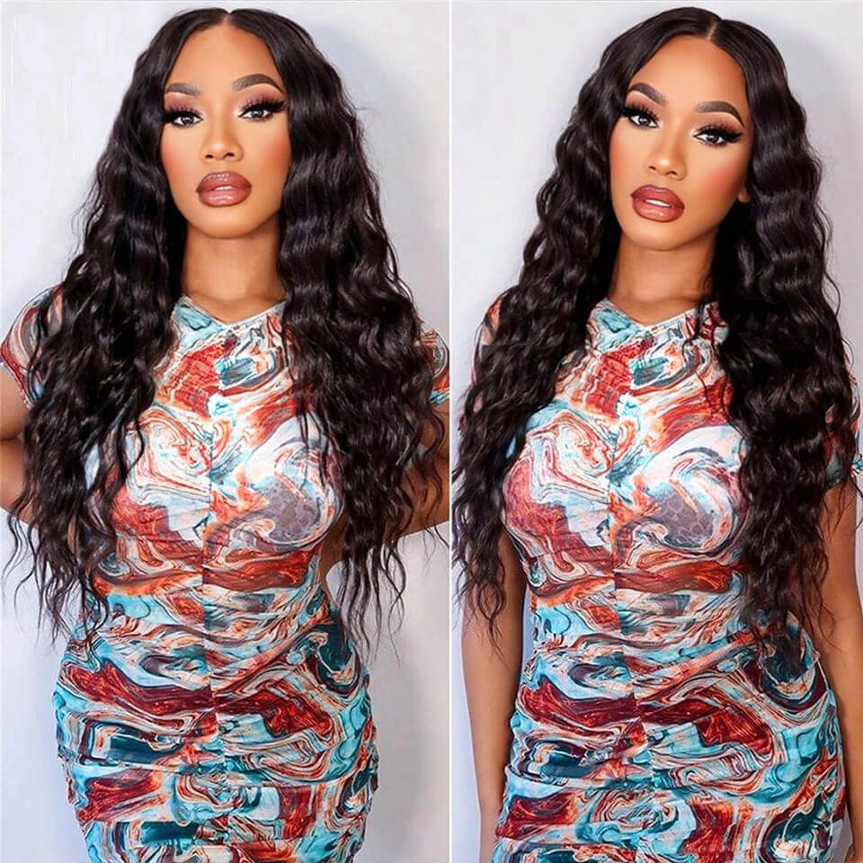 Wesface Deep Wave 4 Bundles Hair Weft With 13x4 Lace Frontal Human Hair