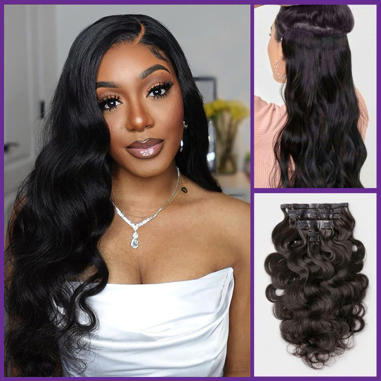 Full & Thick Straight / Body Wave / Kinky Curly / Yaki Straight / Kinky Straight 7Pcs Clip in Hair Extensions Real Human Hair Pieces 135g for 1 Pack