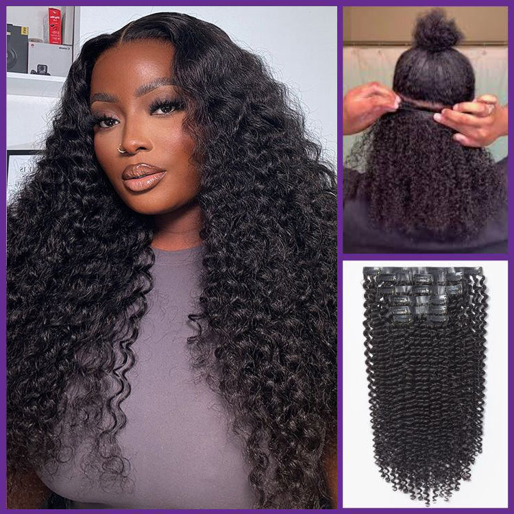 Full & Thick Straight / Body Wave / Kinky Curly / Yaki Straight / Kinky Straight 7Pcs Clip in Hair Extensions Real Human Hair Pieces 135g for 1 Pack