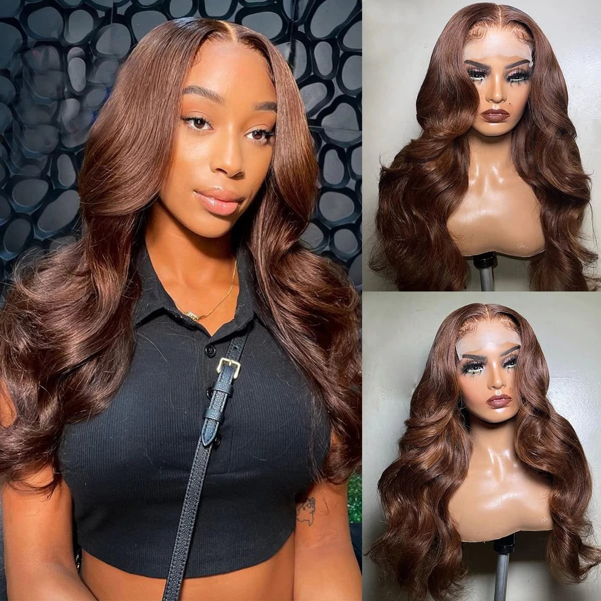 Wesface Wigs Chocolate Brown Lace Front Wig Human Hair Auburn 13X4 Body Wave Lace Front Wig Human Hair Colored Hd Transparent Glueless Wigs Pre Plucked