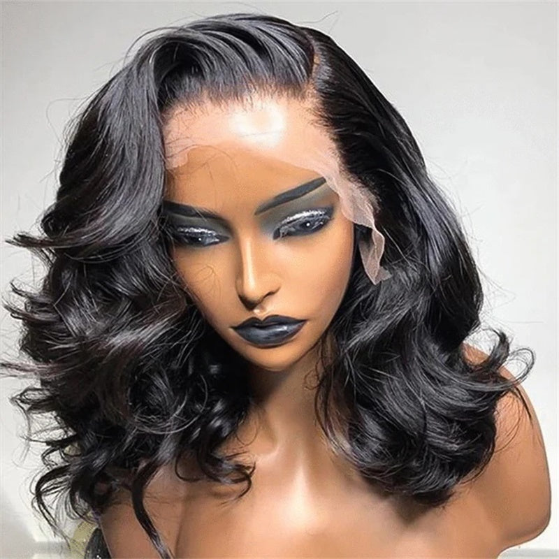 Flash Sale Wesface Body Wave 13x4 Lace Front Bob 180% Density Wig Natural Black Human Hair Wig