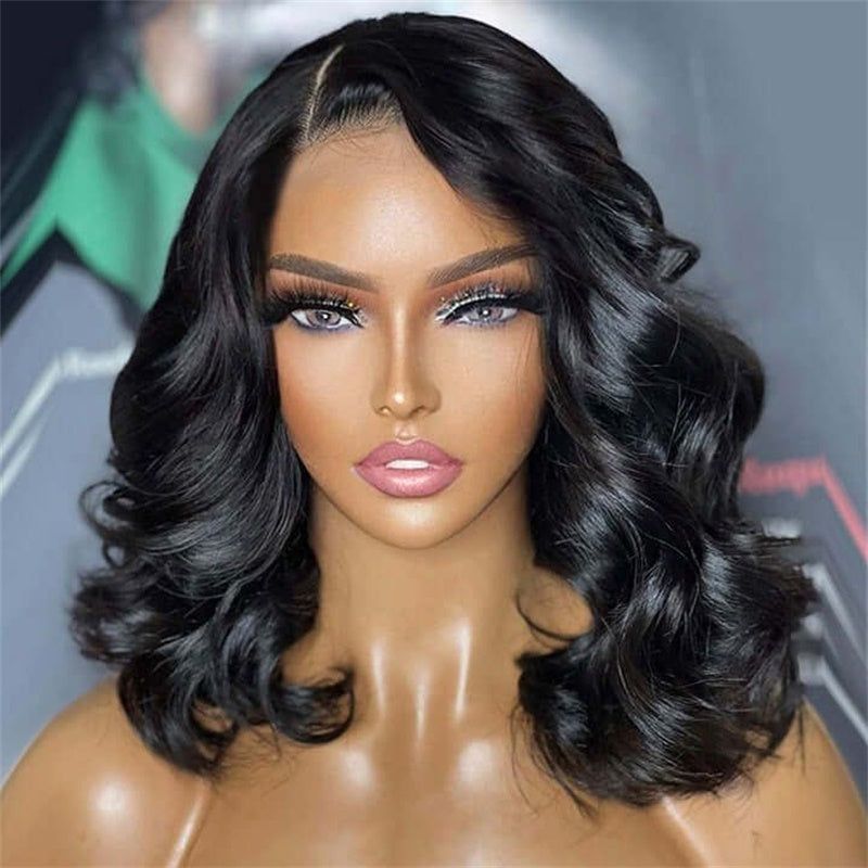 Flash Sale Wesface Body Wave 13x4 Lace Front Bob 180% Density Wig Natural Black Human Hair Wig