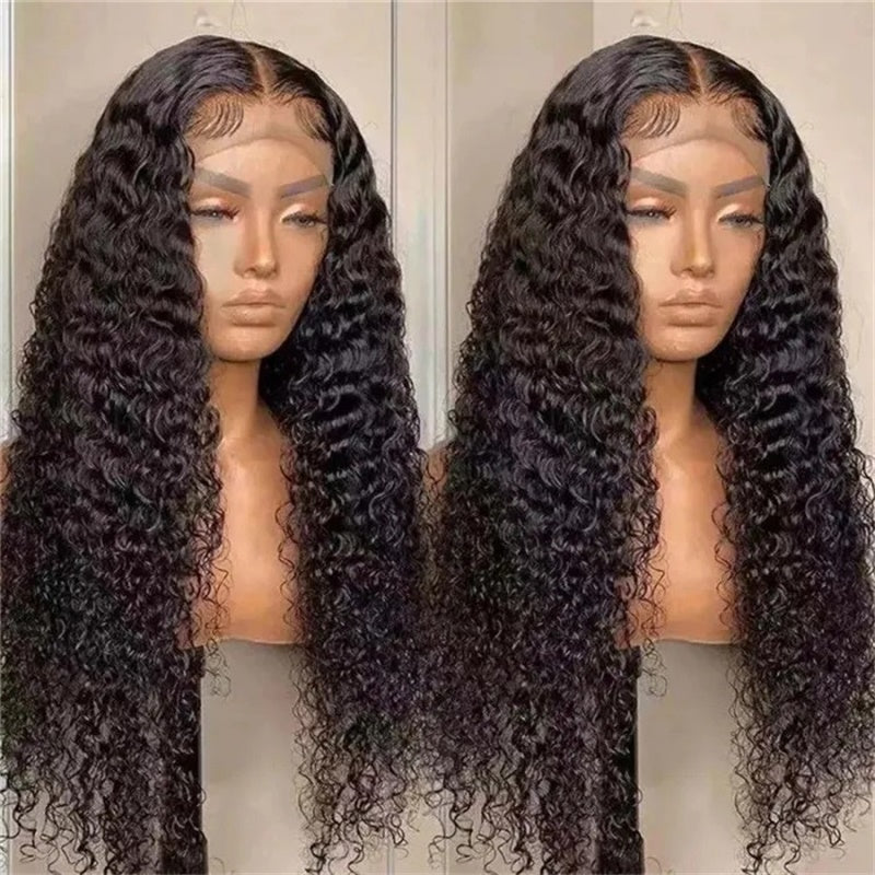 Flash Sale Wesface Curly 13x4 Lace Front Natural Black Human Hair Wig 180% Density