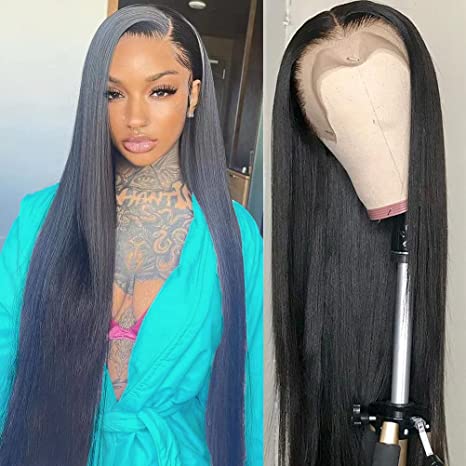 Flash Sale Wesface Real Human Hair Lace Front Wig Straight 13x4 Glueless Undetectable Lace Frontal Wig