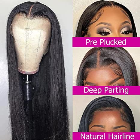 Flash Sale Wesface Real Human Hair Lace Front Wig Straight 13x4 Glueless Undetectable Lace Frontal Wig