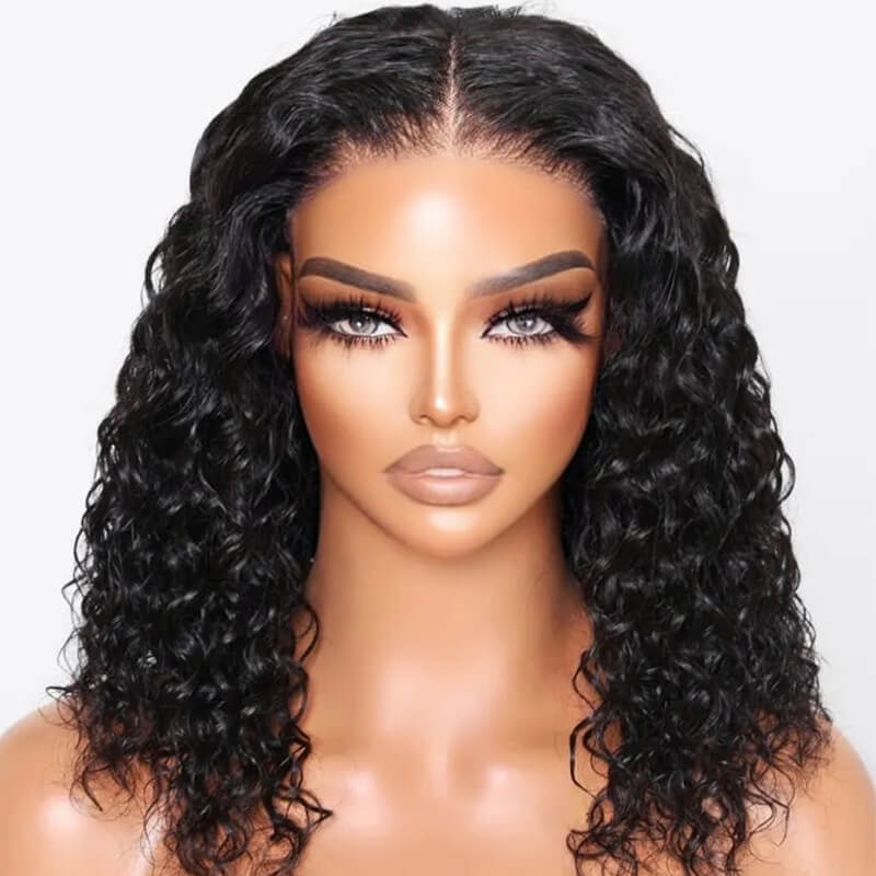 Wesface Wigs Wear and Go Glueless Bob Curly Wigs Human Hair 4x4 Pre-Cut Lace Pre Plucked Glueless Human Hair Wigs