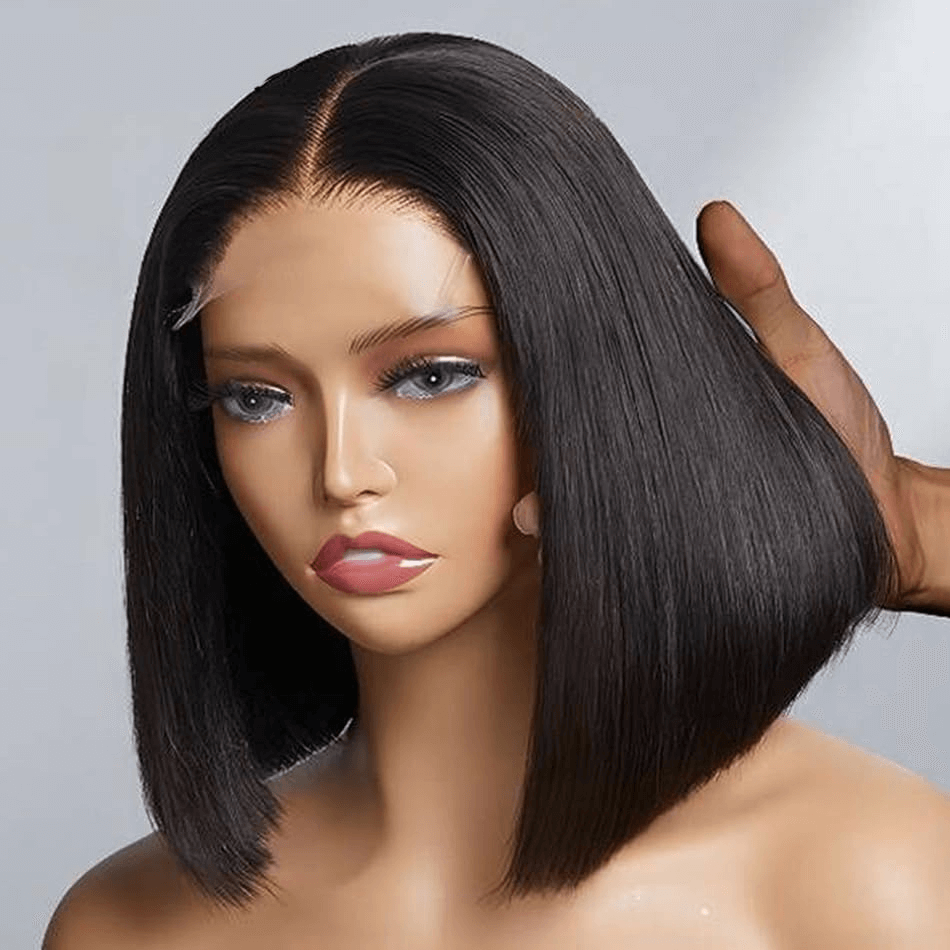 Wesface Wigs 4X4 Lace Closure Bob Wigs Human Hair Straight Short Bob Glueless Wigs Undetectable Transparent Lace Wig Pre Plucked for Women