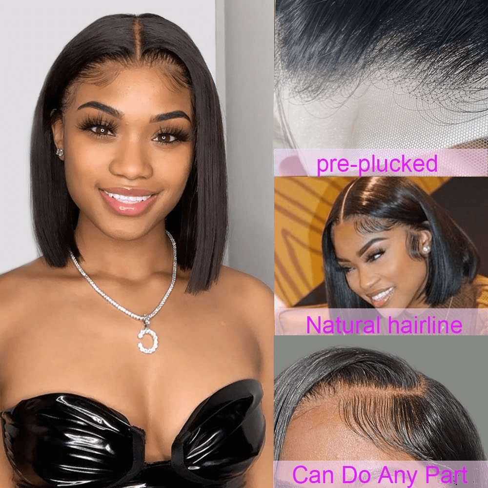 Wesface Wigs 13X4 Bob Wig Human Hair Straight Lace Front Wigs Human Hair Wigs for Black Women Short Bob Wigs bob human wigs Pre Plucked Natural Black Glueless bob Wig