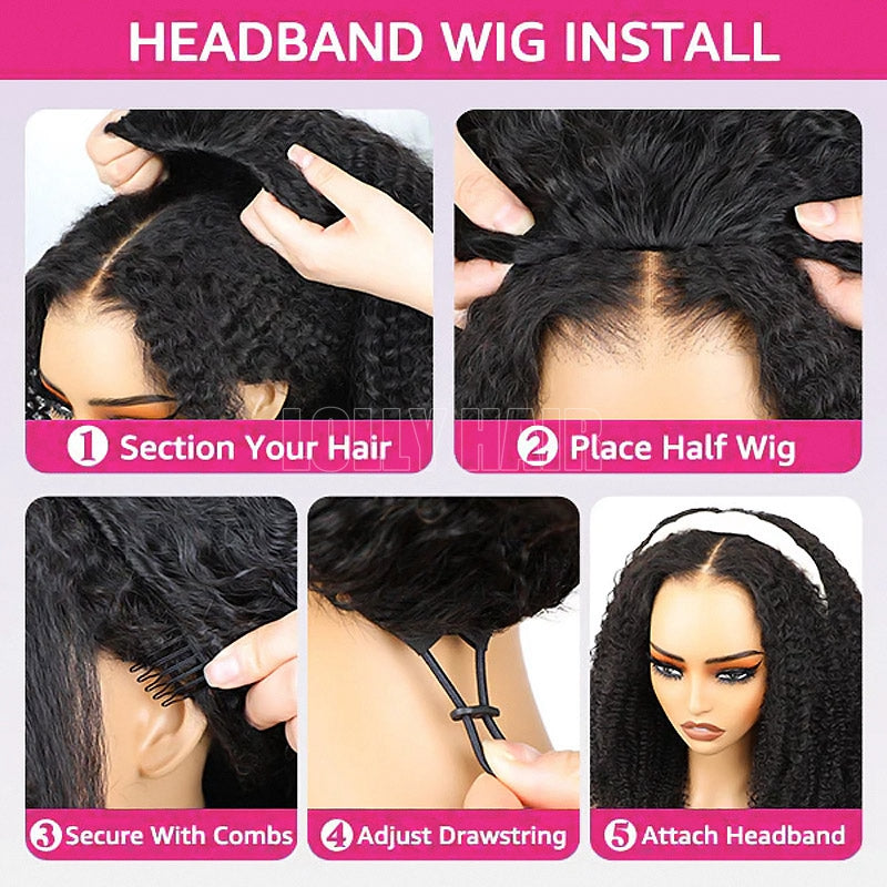Wesface 1 Wig 3 Looks 100% Virgin Hair Afro Curly Human Hair Flip-Over Half Wig for Women 180% Density