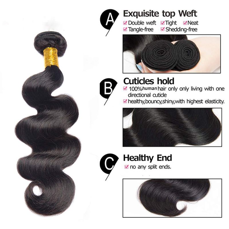 Wesface Body Wave 100% Human Hair Bundles 1 Pcs Bundle Natural Black Human Virgin Hair(复制)