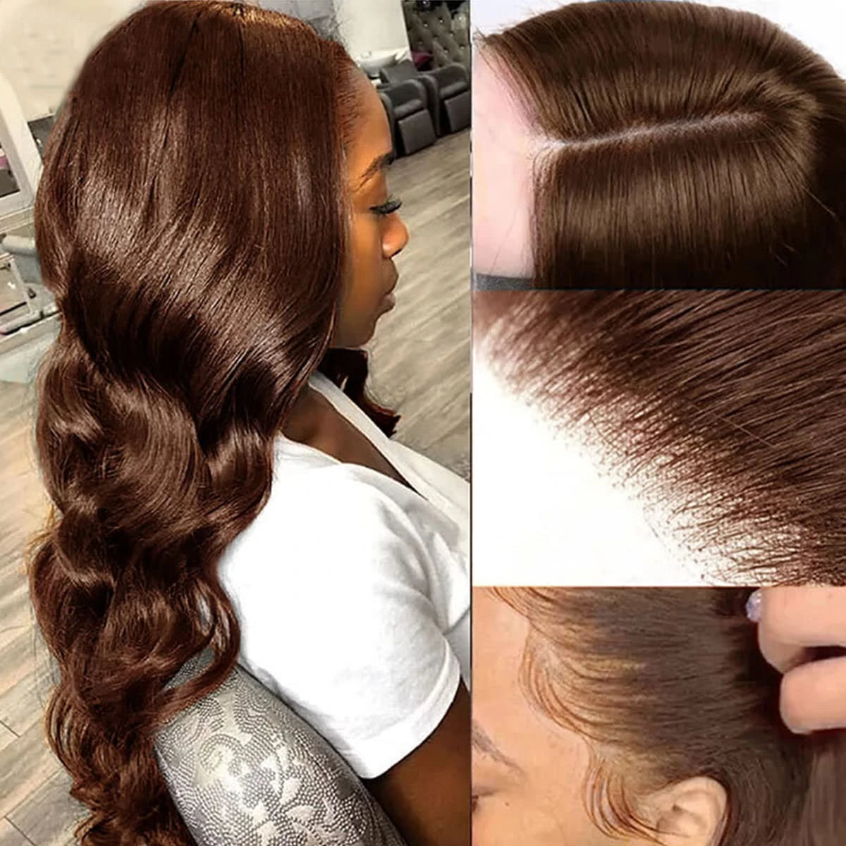 Wesface Wigs Chocolate Brown Lace Front Wig Human Hair Auburn 13X4 Body Wave Lace Front Wig Human Hair Colored Hd Transparent Glueless Wigs Pre Plucked