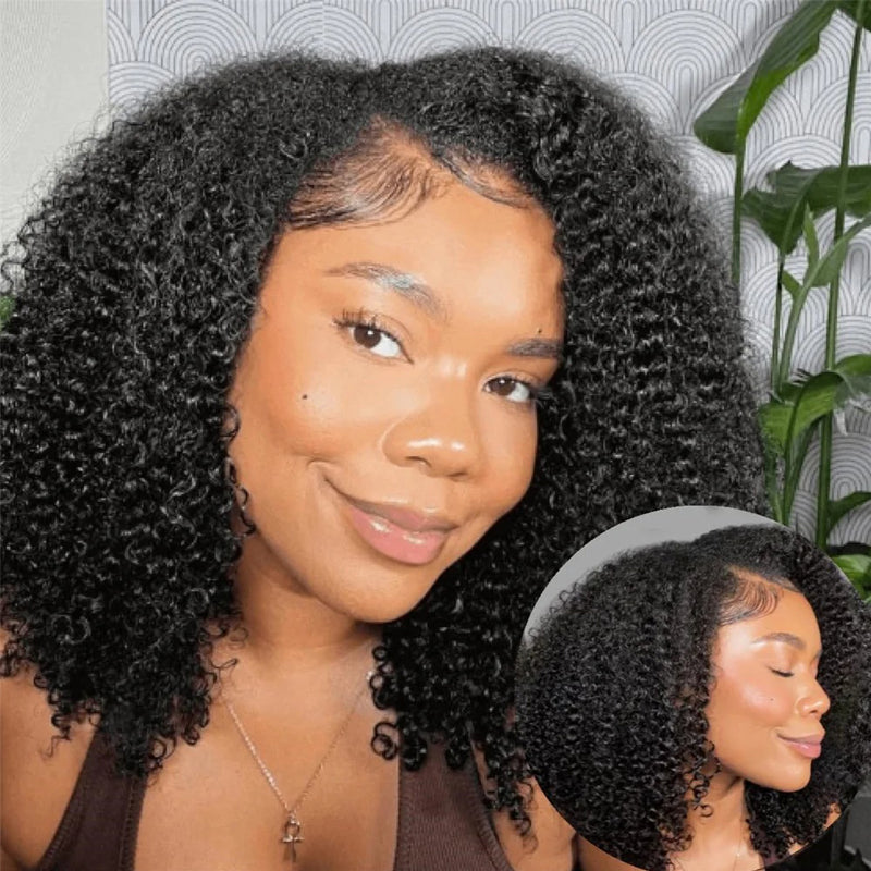 Wesface 1 Wig 3 Looks 100% Virgin Hair Afro Curly Human Hair Flip-Over Half Wig for Women 180% Density