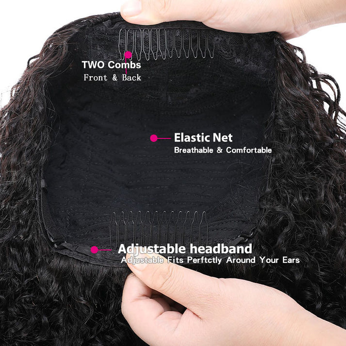 Wesface 1 Wig 3 Looks 100% Virgin Hair Afro Curly Human Hair Flip-Over Half Wig for Women 180% Density