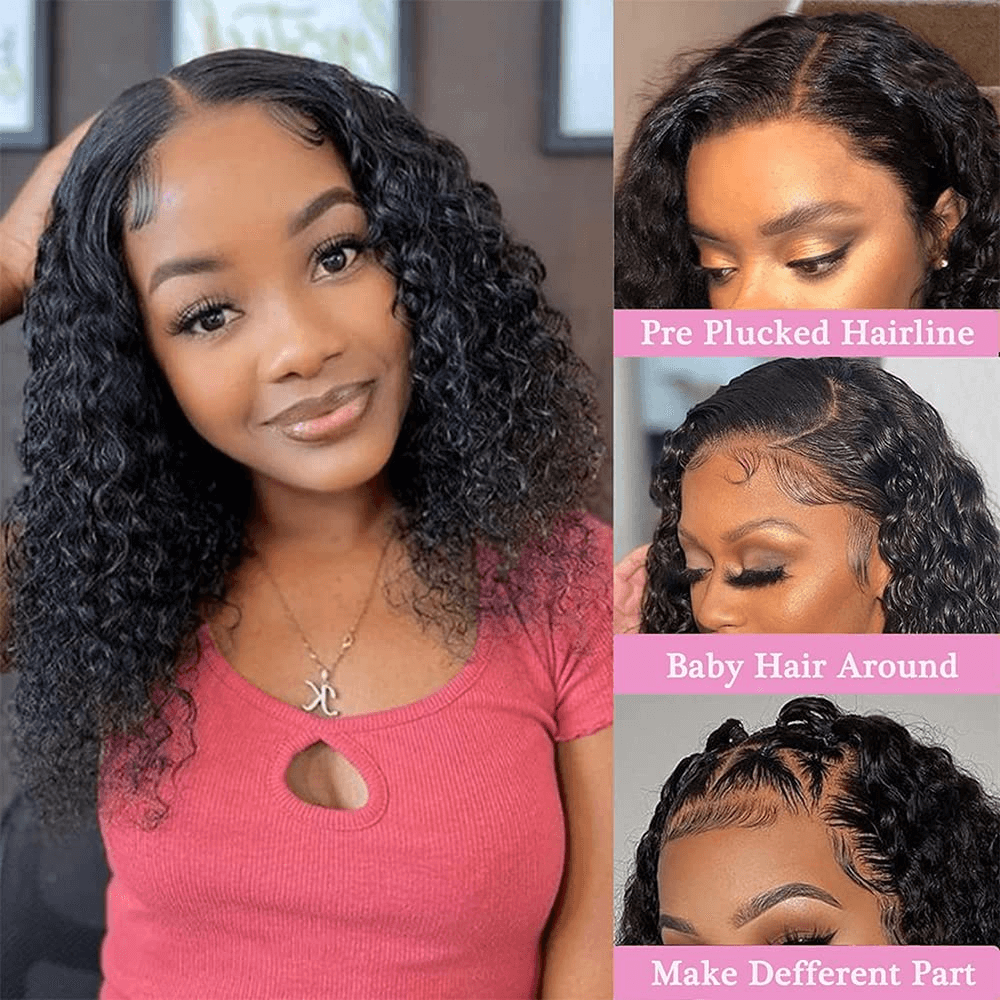Wesface Curly Full Lace Front Wig Human Hair Bob Wig Human Hair Full Lace Frontal Wig Curly Bob Wigs For Black Women Glueless Deep Curly Bob Wig Human Hair Pre Plucked