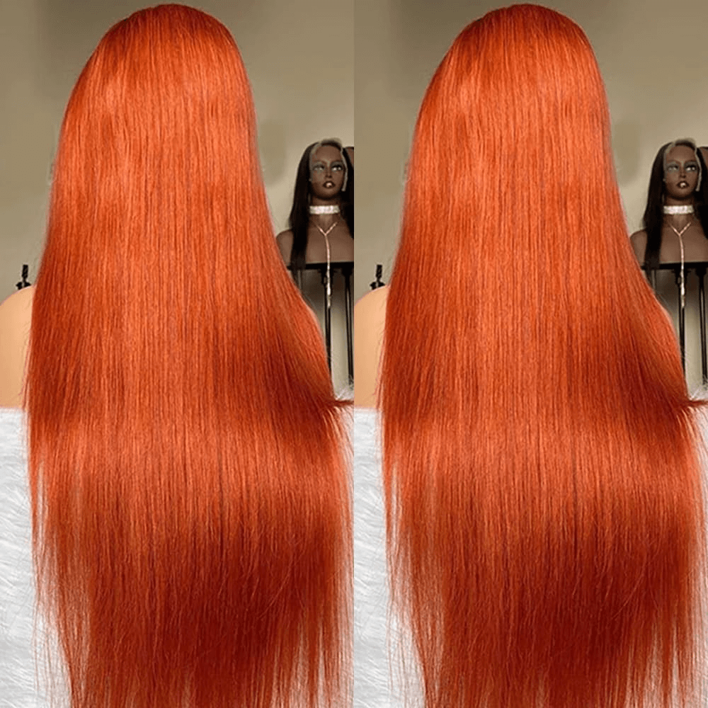 Wesface Wigs Ginger Lace Closure Wigs Human Hair 4X4 Straight Transparent Lace Closure Wigs