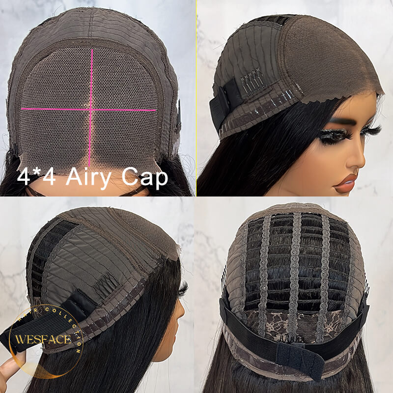 Wesface Wigs Wear and Go Glueless Bob Curly Wigs Human Hair 4x4 Pre-Cut Lace Pre Plucked Glueless Human Hair Wigs