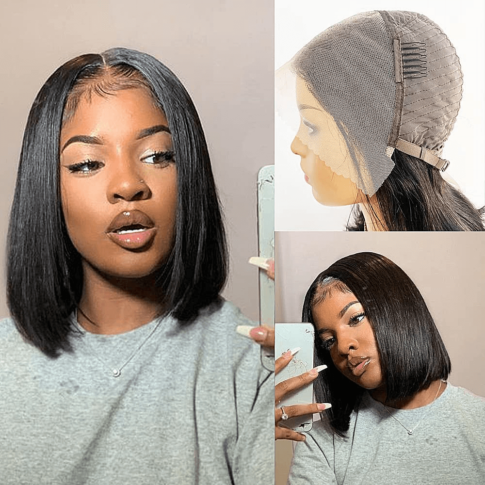 Wesface Wigs 13X4 Bob Wig Human Hair Straight Lace Front Wigs Human Hair Wigs for Black Women Short Bob Wigs bob human wigs Pre Plucked Natural Black Glueless bob Wig