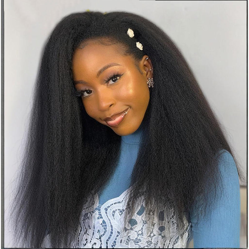 Wesface 1 Wig 3 Looks 100% Virgin Hair Afro Curly Human Hair Flip-Over Half Wig for Women 180% Density