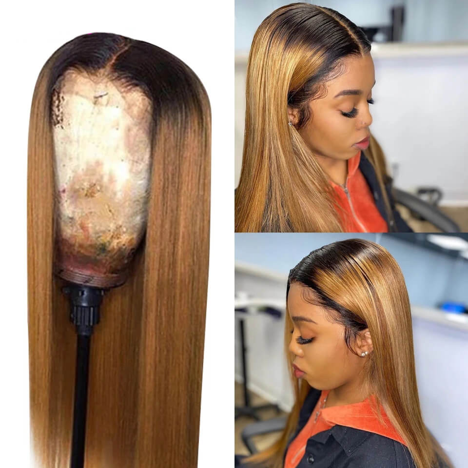 Wesface Ombre Blonde 1b27 Straight Lace Front Human Hair Wigs With Baby Hair 13x4 Lace Front Human Hair lace Wigs For Women Colored Remy Hair