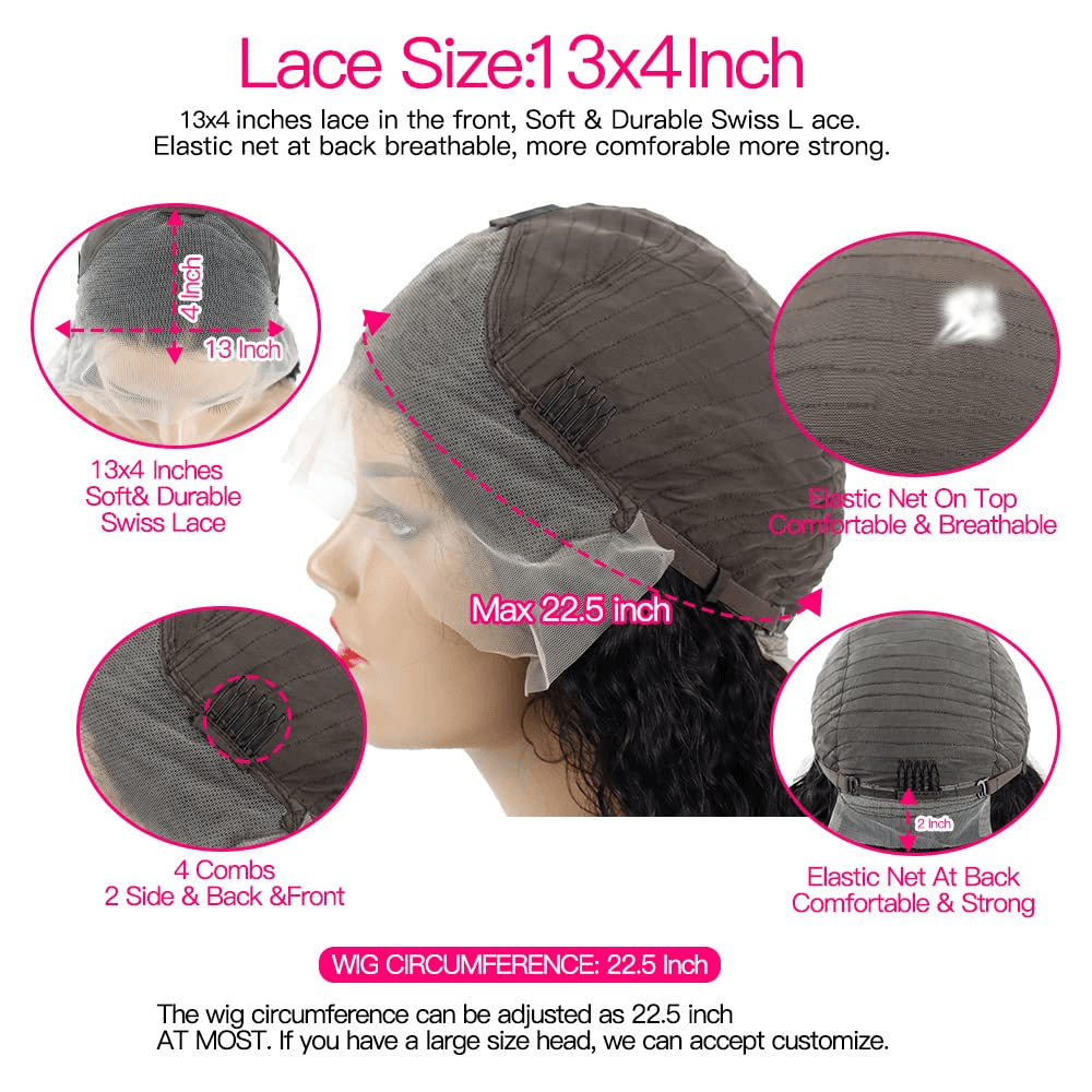 Wesface Wigs Bob Wig Human Hair 13x4 Deep Curly Lace Front Wigs Human Hair for Black Women Glueless Wigs Pre Plucked With Baby Hair 180% Density Short Deep Curly Frontal Bob Wigs Natural Hairline