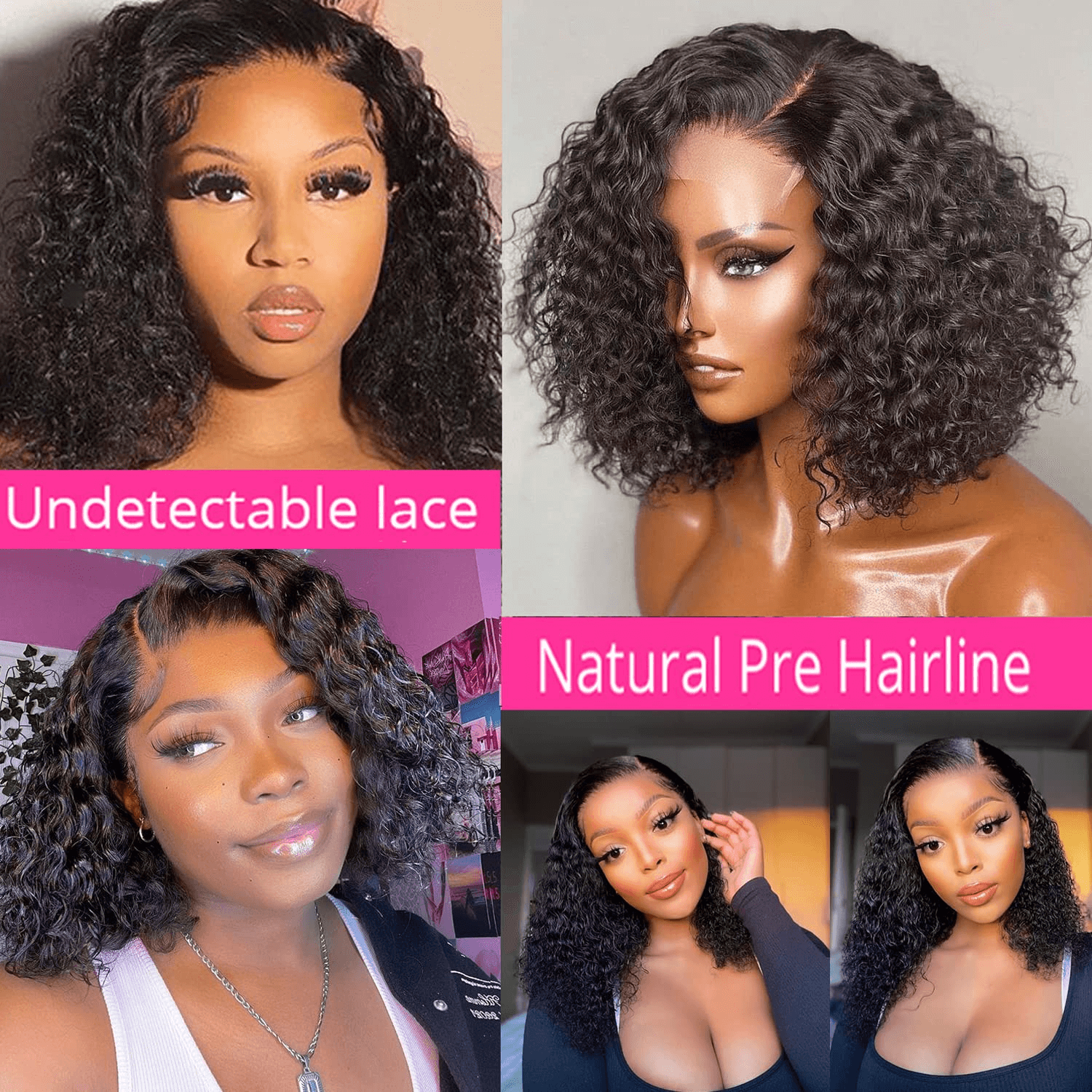 Wesface Wigs Glueless Curly Wigs Human Hair Pre Plucked Curly BOB Wig Human Hair 4x4 Lace Closure Wigs Human Hair Wigs for Black Women