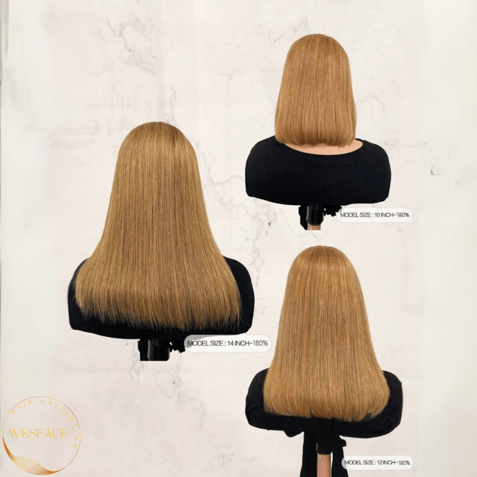 Wesface Honey Blonde Bob Wig Cabelo Humano 13x4 Lace Front Bob Perucas para Mulheres Pré-Plucked Cabelo Humano Liso Curto Bob Perucas