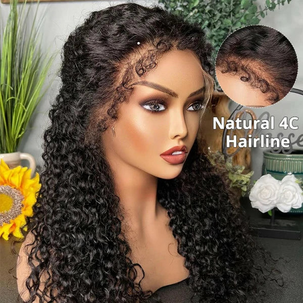 Wesface 4C Edges Curly Baby Hair Hd Lace Deep Wave Human Hair Wig