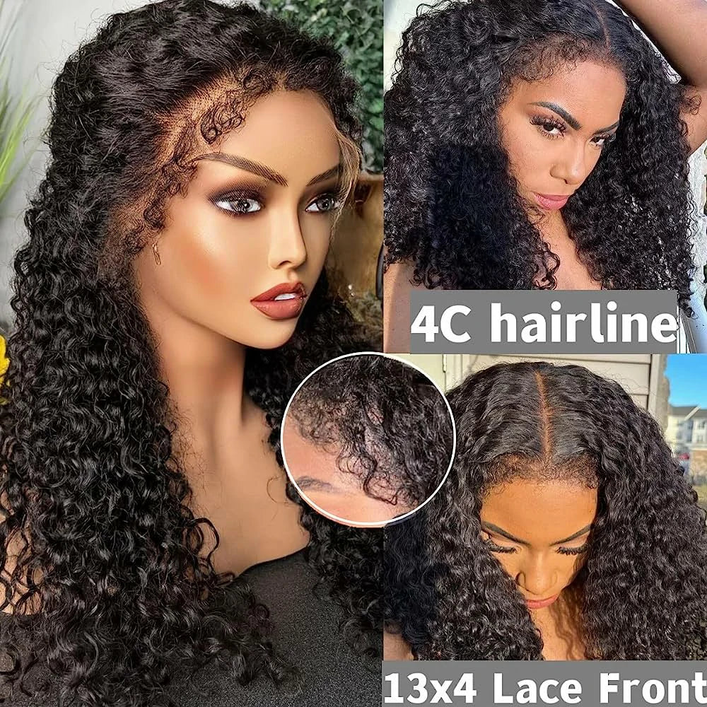 Wesface 4C Edges Curly Baby Hair Hd Lace Deep Wave Human Hair Wig