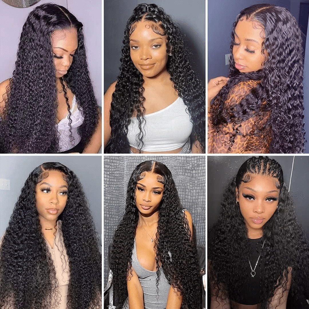 Wesface Wigs Lace Closure Wig Deep Wave 4x4 Lace Closure Wigs Human Hair For Women 180% Density 100% Virgin Human Hair Free Part 4x4 Deep Curly Closure Wig Pre Plucked Realistic Looking