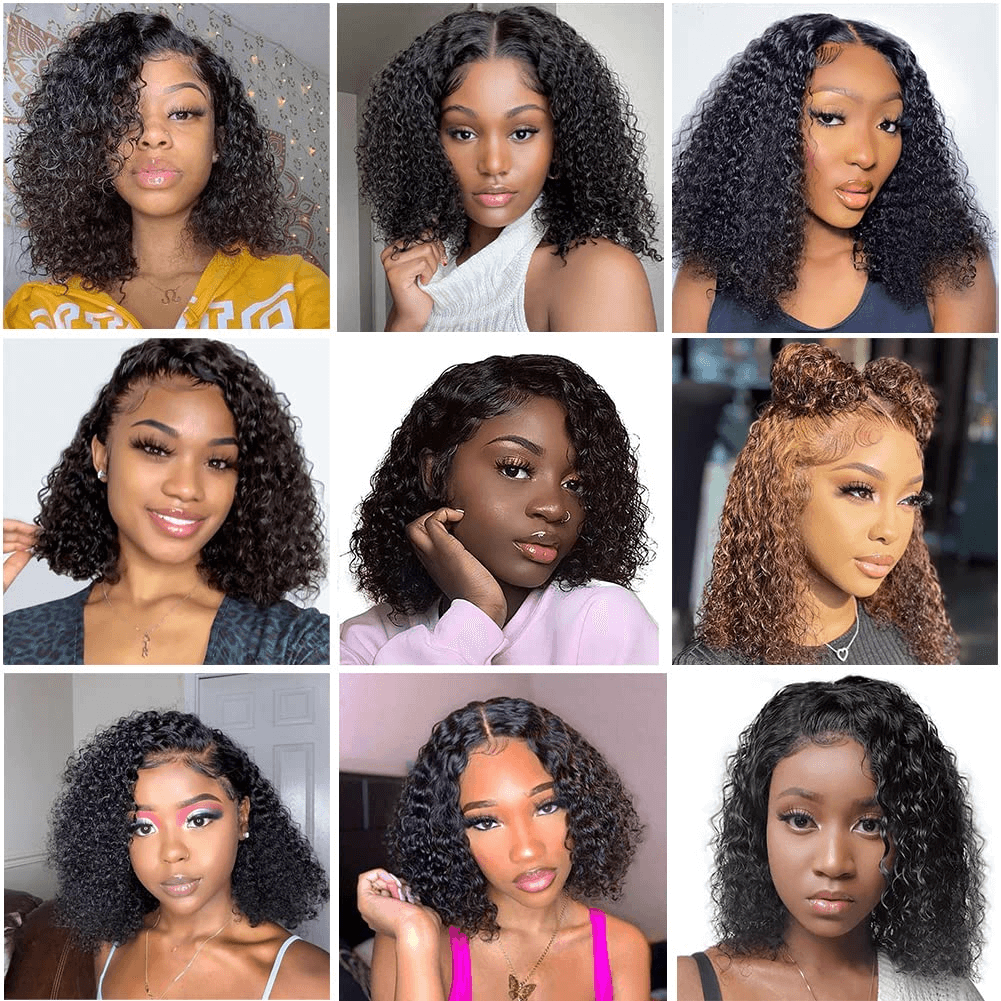 Wesface Wigs Bob Wig Human Hair 13x4 Deep Curly Lace Front Wigs Human Hair for Black Women Glueless Wigs Pre Plucked With Baby Hair 180% Density Short Deep Curly Frontal Bob Wigs Natural Hairline