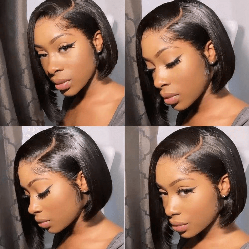 Wesface Wigs 4X4 Lace Closure Bob Wigs Human Hair Straight Short Bob Glueless Wigs Undetectable Transparent Lace Wig Pre Plucked for Women