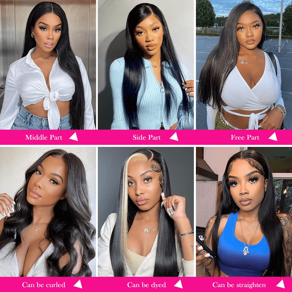 Wesface Wigs Glueless Lace Closure Wigs Human Hair Pre Plucked Bleached Knots with Baby Hair 180 Density 4x4 Straight Lace Closure Wigs for Black Women Natural Black Color