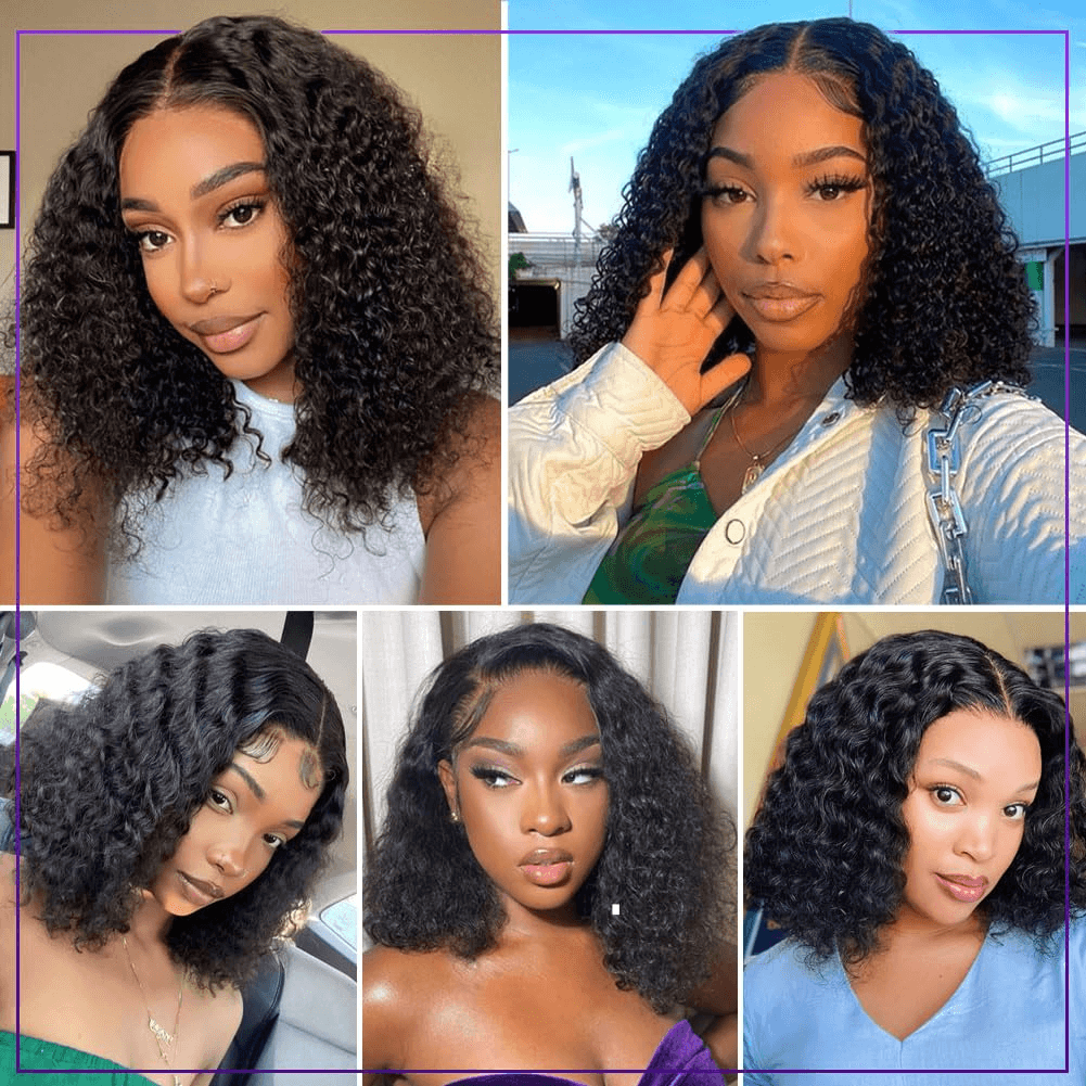 Wesface Wigs Glueless Curly Wigs Human Hair Pre Plucked Curly BOB Wig Human Hair 4x4 Lace Closure Wigs Human Hair Wigs for Black Women