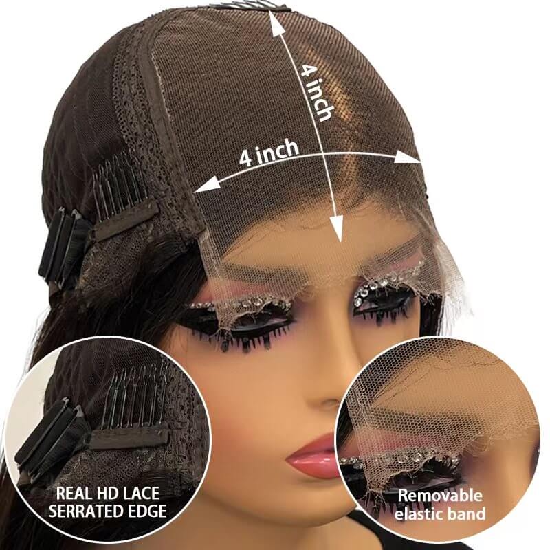 Wesface Ombre Lace Closure Wig Human Hair Short Curly Bob Brown Ombre Glueless Wigs Human Hair Pre Plucked With Baby Hair for Black Women 4x4 Lace Closure Brazilian Virgin Hair Dark Roots Wig