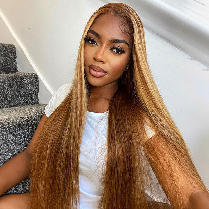 Wesface Highlight Straight Wig 5x7 HD Pre-Cut Ready To Go Glueless Human Hair Wigs For Women