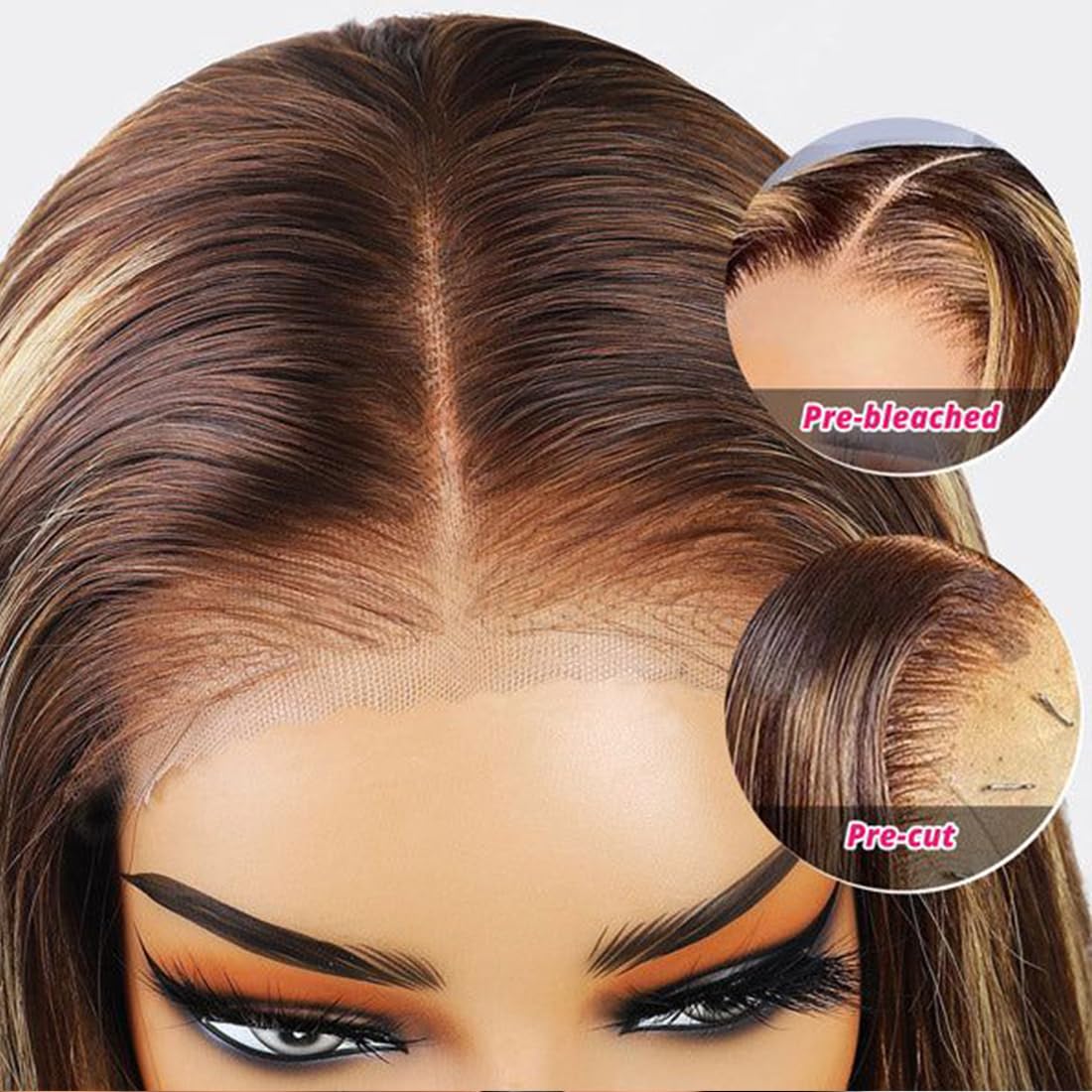 Wesface Highlight Straight Wig 5x7 HD Pre-Cut Ready To Go Glueless Human Hair Wigs For Women