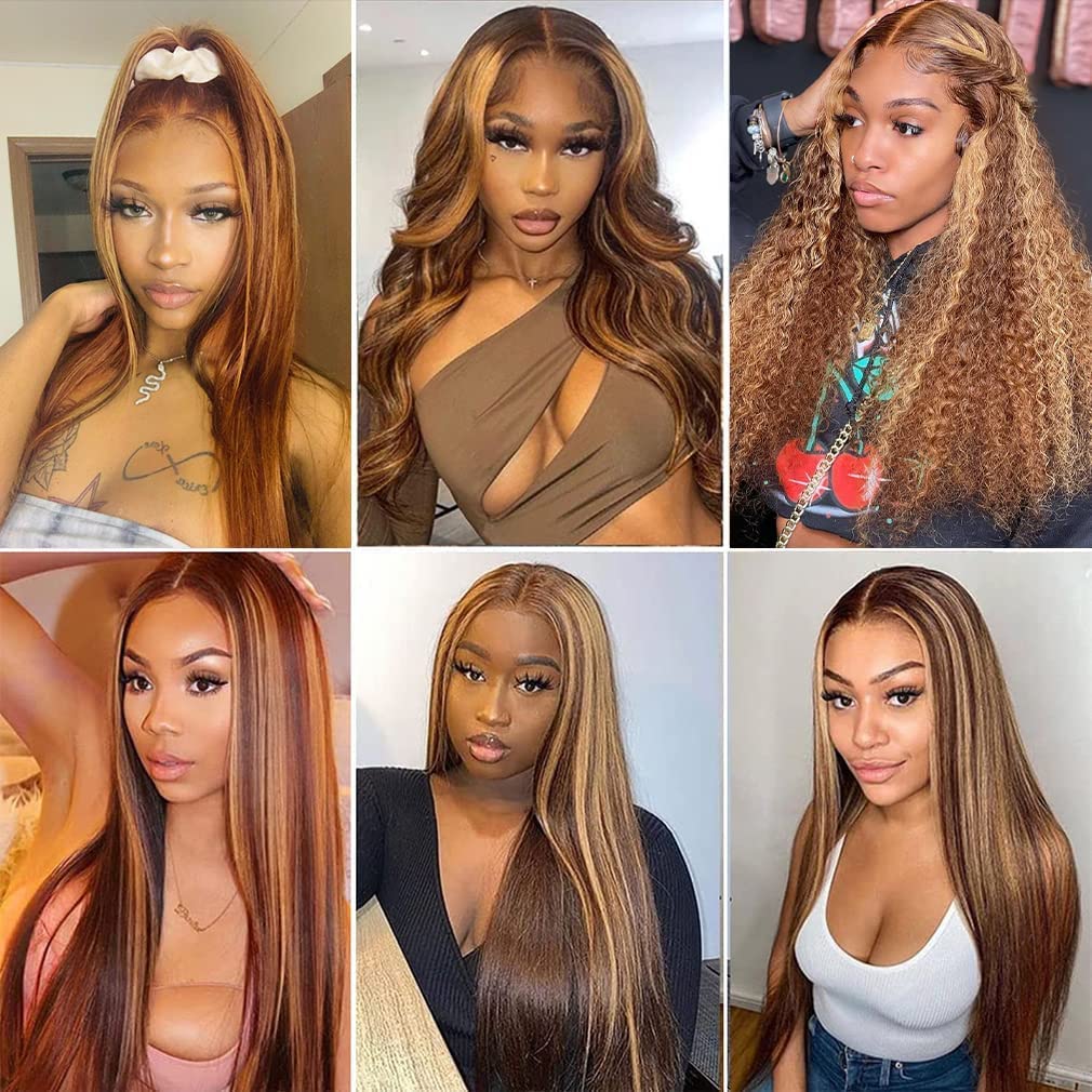 p4/27 Highlight Straight Pre-cut 9x7 Lace Wig Undetectable HD Lace Bleach Knots 100% Real Gluelessly Install