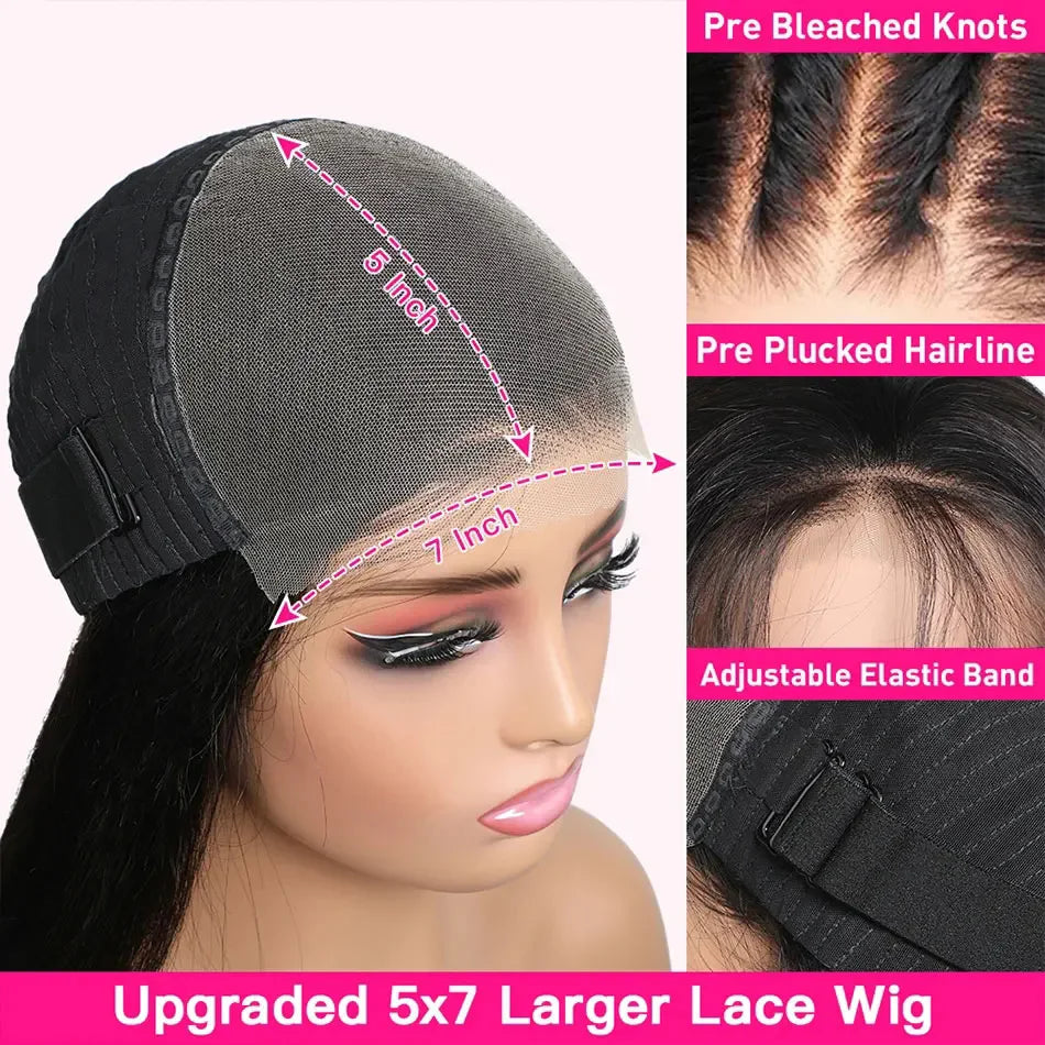 Wear and Go Glueless Wig Afro Kinky Curly Lace Front Wigs Human Hair 5x7 HD Lace Afro Curly Wigs for Women Lace Pre Cut Pre