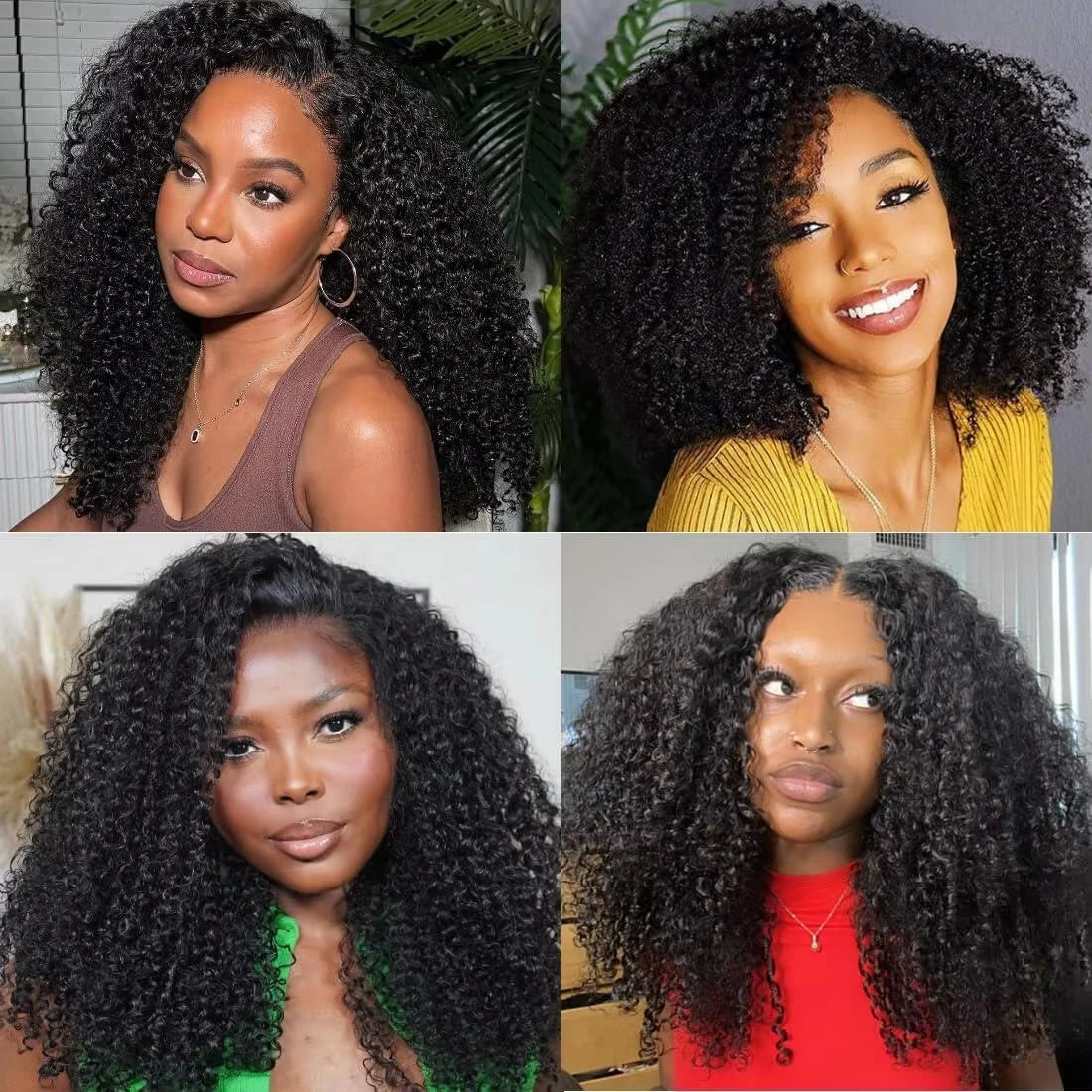Wesface 180% Density V Shape Wig Afro Curly Human Hair V Part Wig Short Curly Machine Made No Leave Out New V Part Wigs For Women