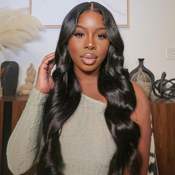【Without Leave-Out】Wesface Water Wave V Part Wig Human Hair Curly V Part Wig WearGo Glueless Wig Natural Black Human Hair Wig