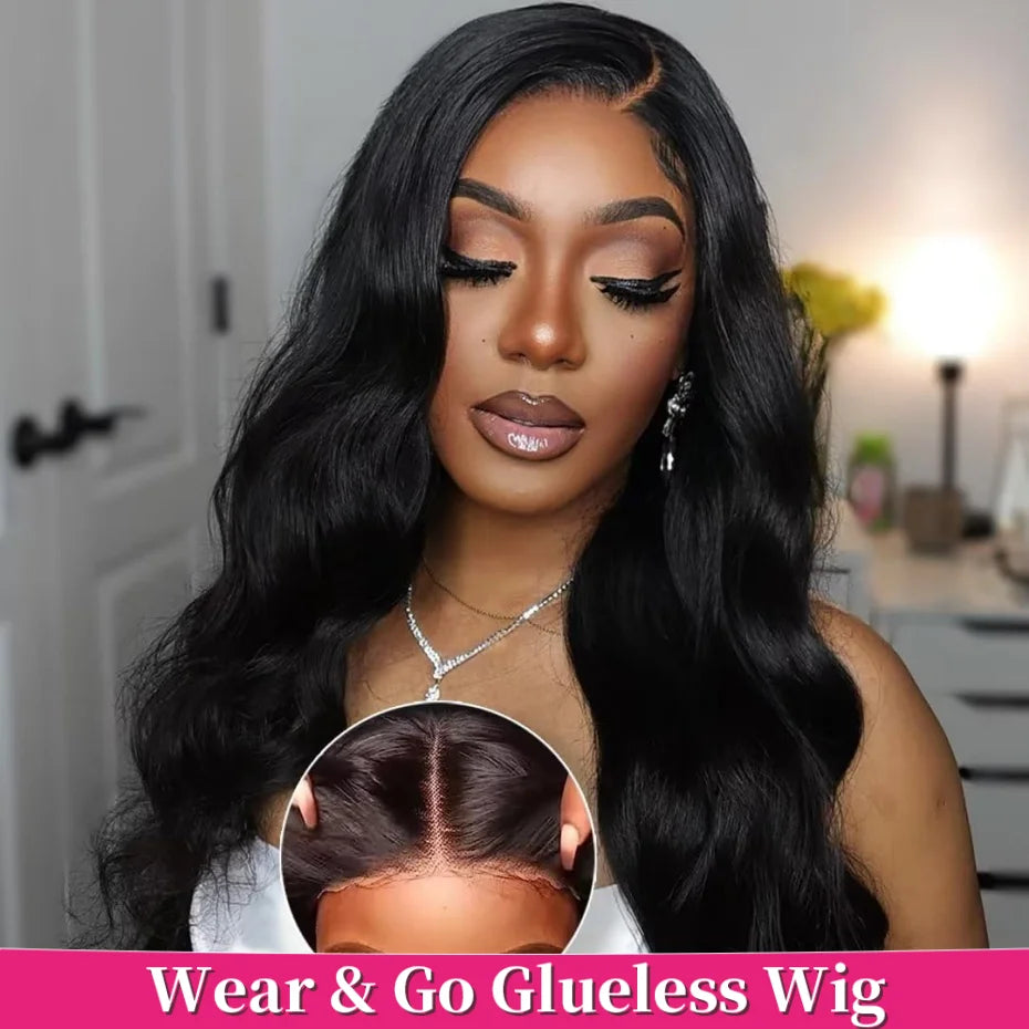 Wesface Body Wave 5x7 Glueless Wig 12A Brazilian Human Remy Hair Wear To Go Lace Closure Wigs 180 Density Pre Plucked Cut