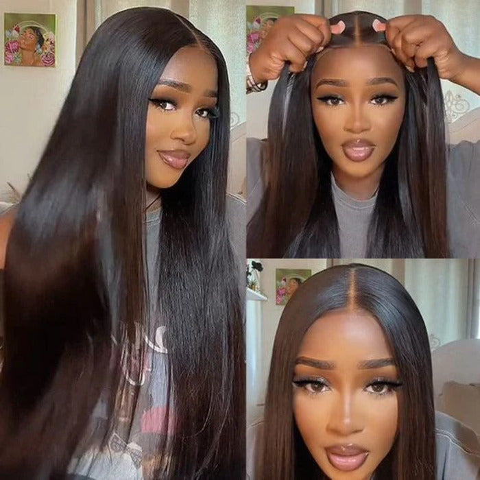 Wesface Ready to Wear Go Glueless Wig Straight 5x5 HD Lace Frontal Wig Human Hair Bob Wig 6x4 Transparent HD Lace Front Closure Wig
