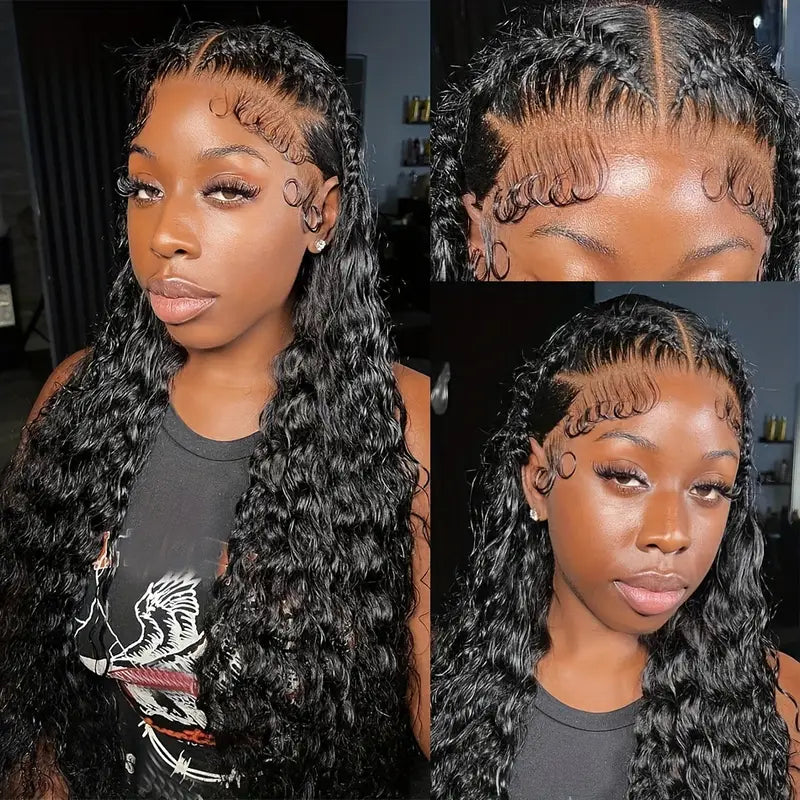 Wesface Loose Deep Wave 13x6 Lace Front Wig Natural Black Human Hair Wig