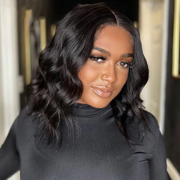Pay 1 Get 2 Body Wave Natural Black 13x4 Lace Wig+4x4 Lace Bob Wig 180% Density