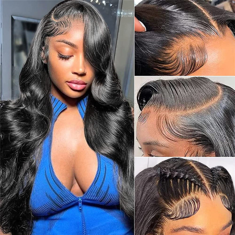 Wesface Body Wave 13x4 HD Lace Front Wig Natural Black Human Hair Wig